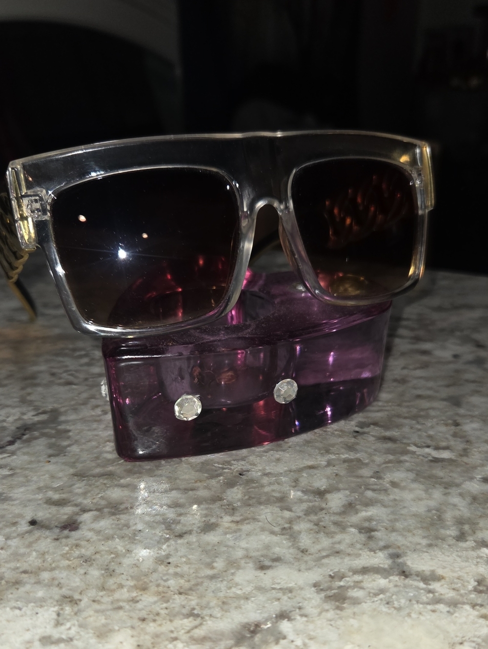Clear Frame Sunglasses with Gradient Brown Lenses - Unbranded